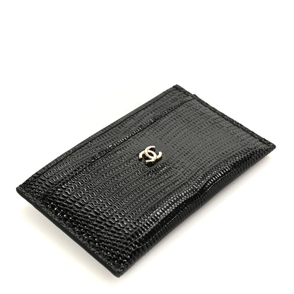 Chanel Calfskin Lizard Embossed Card Holder Black 4 of 9
