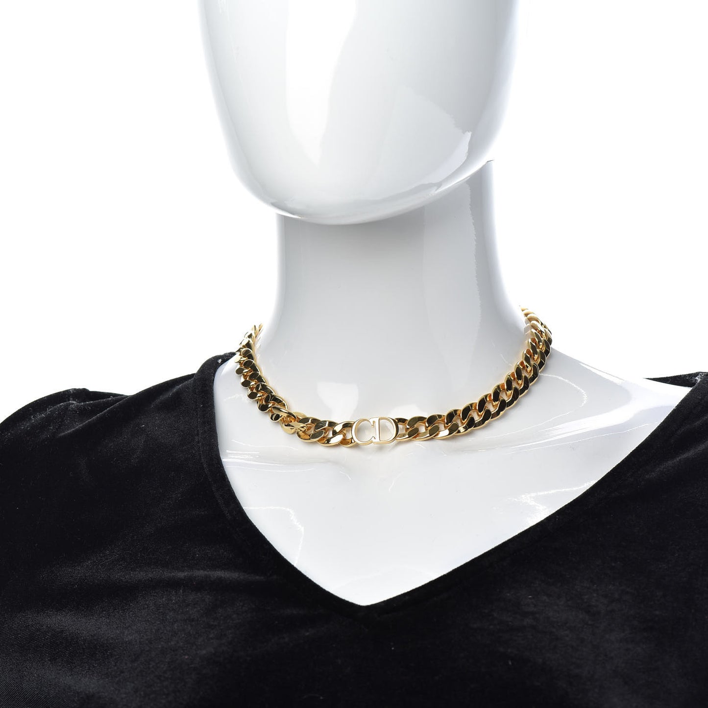 Metal CD Choker Necklace Gold