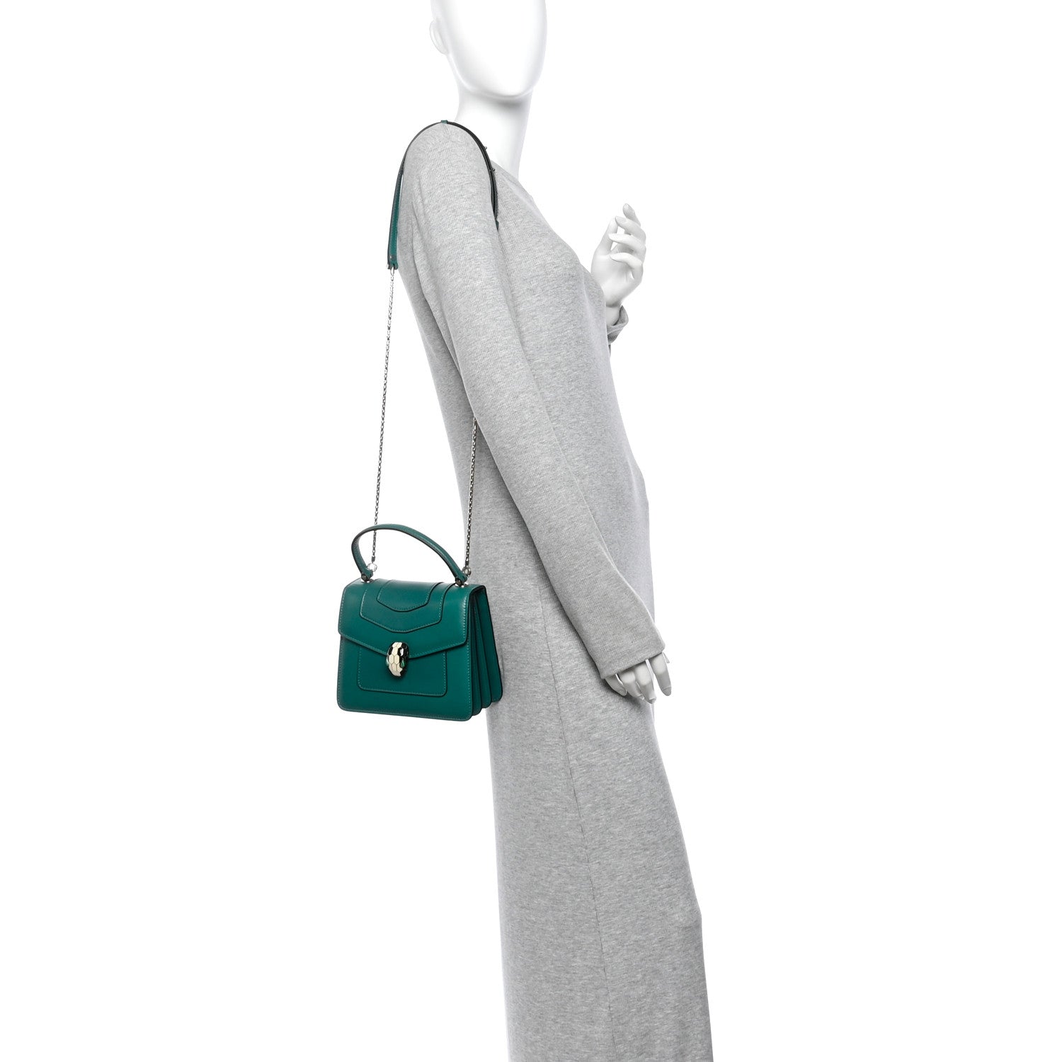 Bulgari Calfskin Serpenti Forever Top Handle Emerald Green 2 of 10