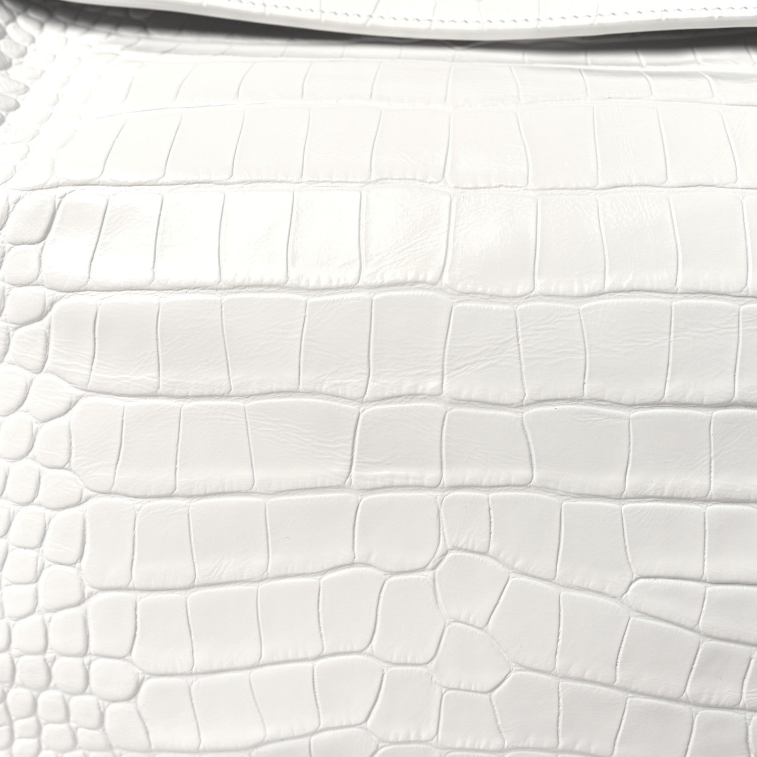 Balenciaga Shiny Calfskin Crocodile Embossed Large Rodeo Top Handle Handbag White 8 of 10