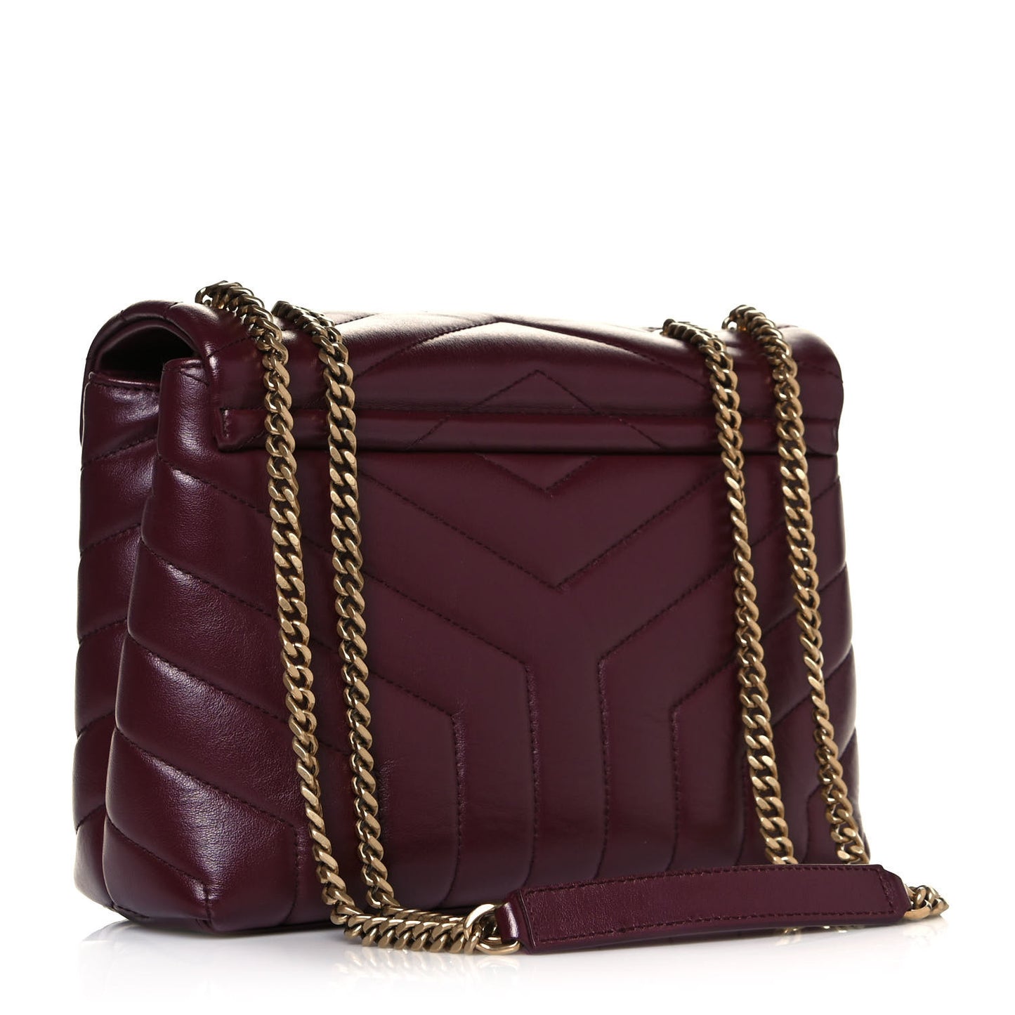 Calfskin Y Quilted Monogram Small Loulou Chain Satchel Dark Legion Red