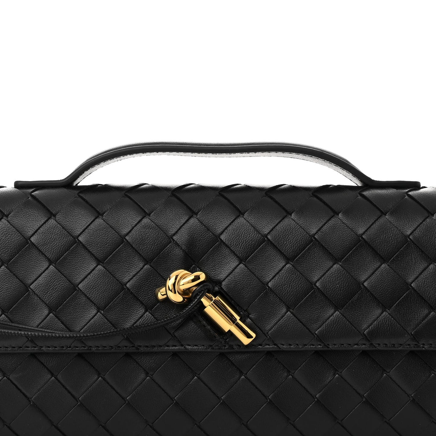 Nappa Intrecciato Long Andiamo Top Handle Clutch Black