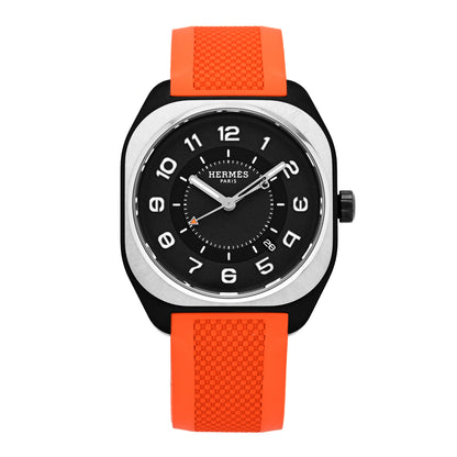 Hermes DLC Coated Titanium Rubber 39mm H08 Automatic Watch Orange 1 of 5