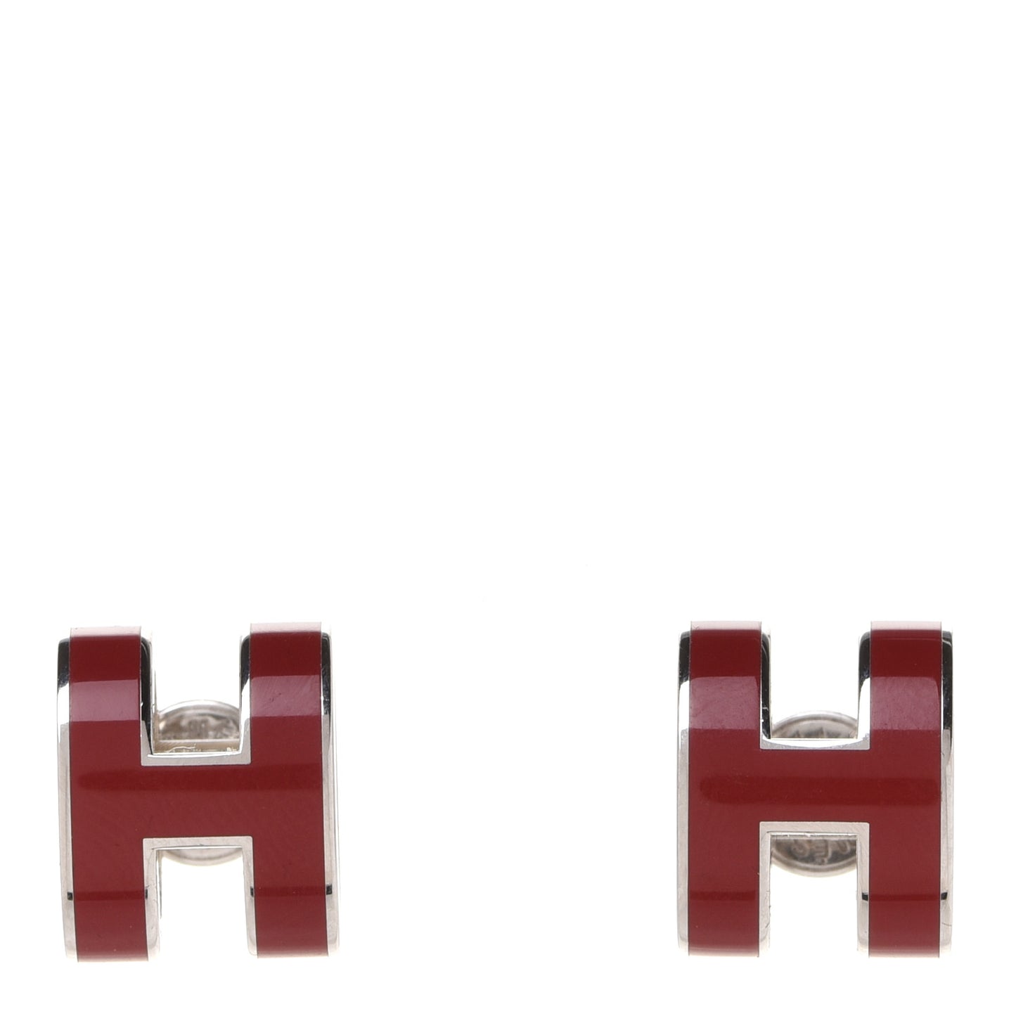Palladium Lacquered Pop H Earrings Rouge H