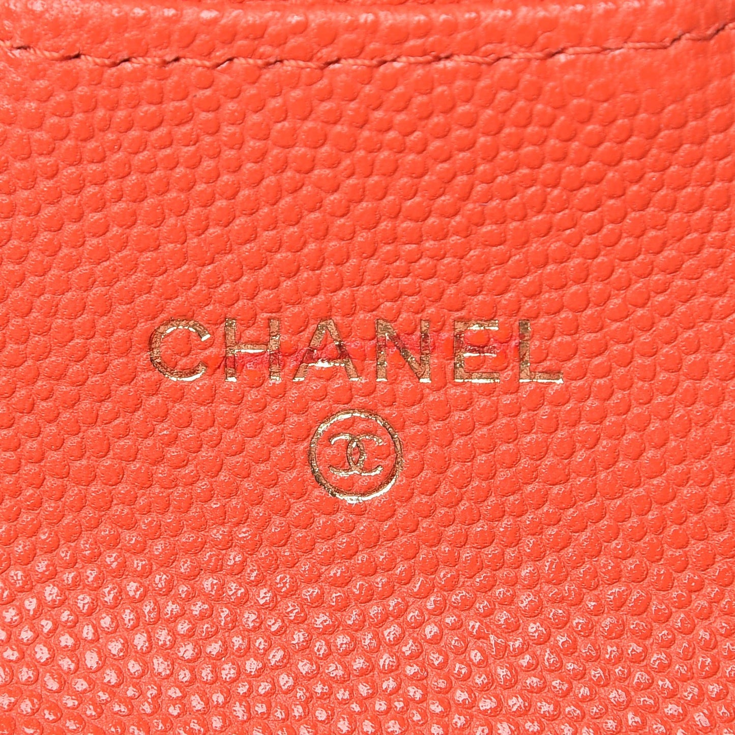 Caviar Quilted Card Holder Orange