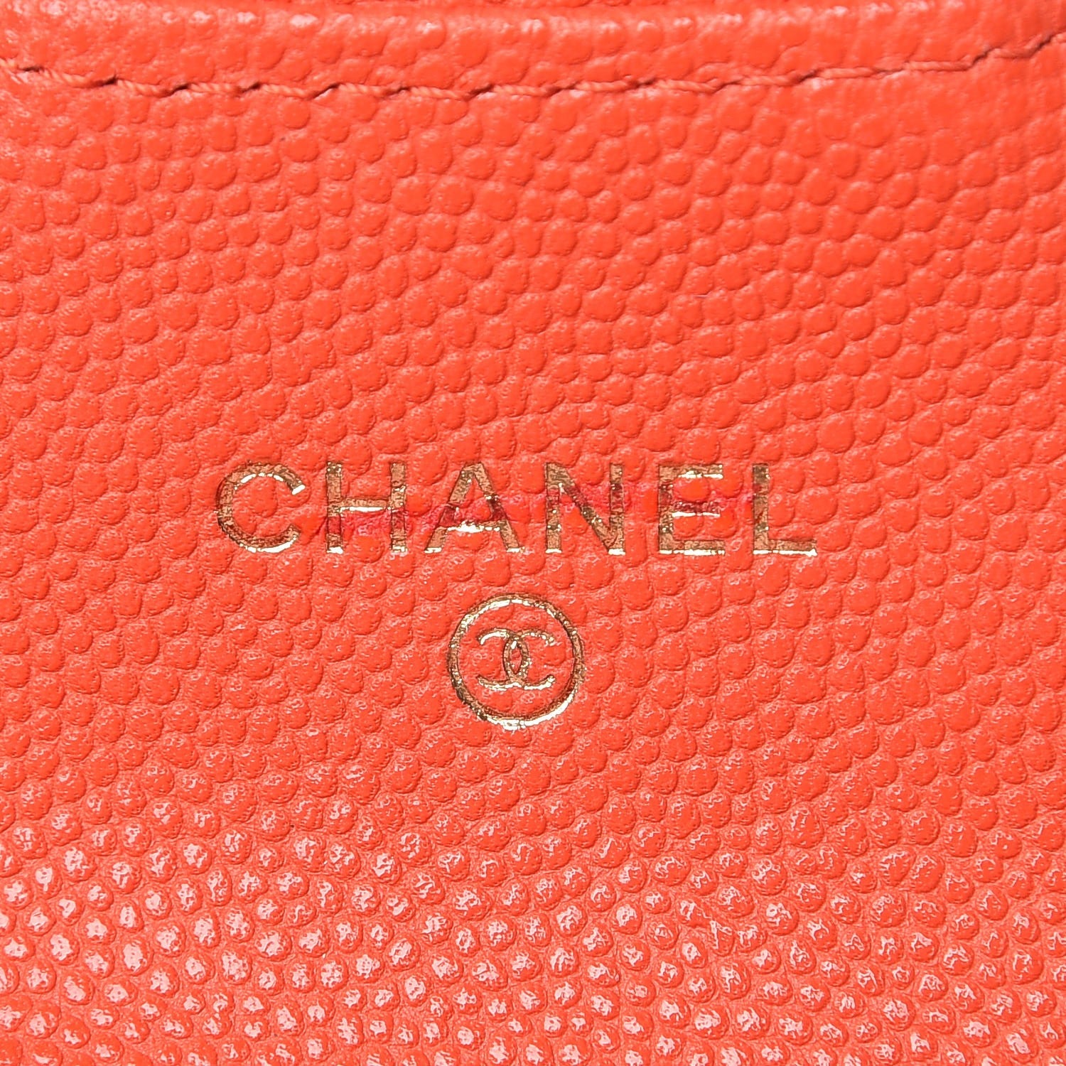 Chanel Caviar Quilted Card Holder Orange 6 of 8