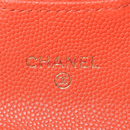 Chanel Caviar Quilted Card Holder Orange 6 of 8