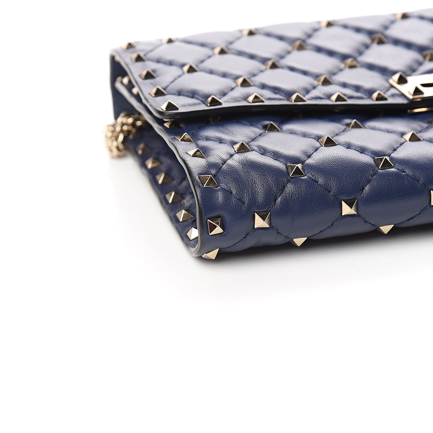 Nappa Rockstud Spike Wallet on Chain Pure Blue
