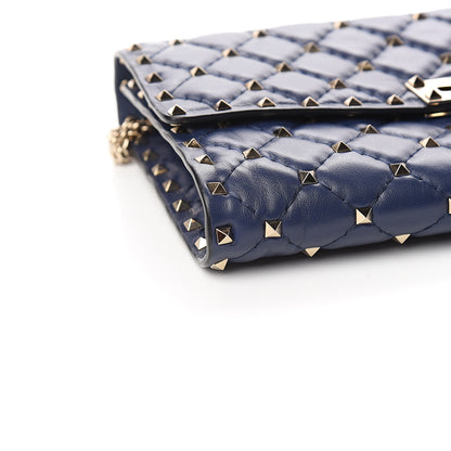 Valentino Garavani Nappa Rockstud Spike Wallet on Chain Pure Blue 7 of 9