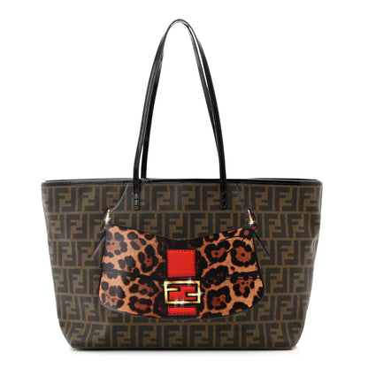 Fendi Zucca Spalmati Patent Baguette Print Medium Roll Tote Tobacco 1 of 10
