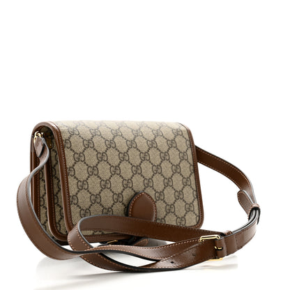 Gucci GG Supreme Monogram Azalea Calfskin Mini Retro Interlocking G Flap Shoulder Bag  Beige Ebony Brown Sugar 3 of 10