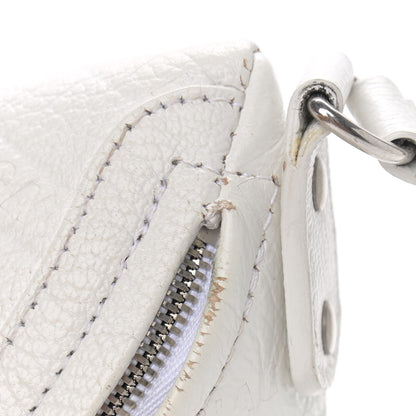 Balenciaga Shiny Goatskin Allover Logo Embossed XXS Souvenir Belt Bag White 15 of 18