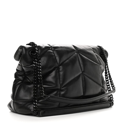Saint Laurent Lambskin Quilted Medium Loulou Puffer Monogram Chain Satchel Black 3 of 9