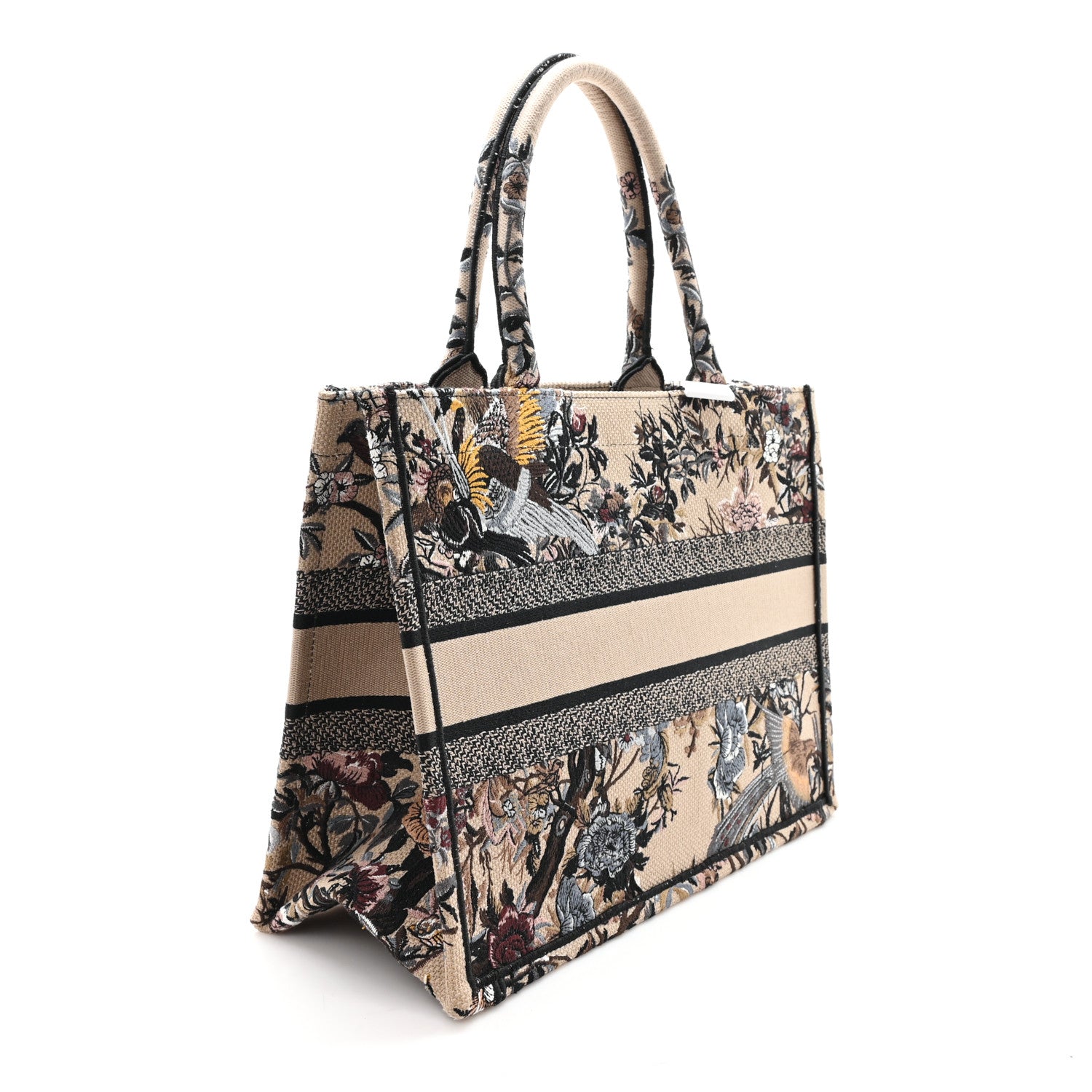 Christian Dior Canvas Embroidered Jardin D'Hiver Medium Book Tote Beige Multicolor 2 of 10