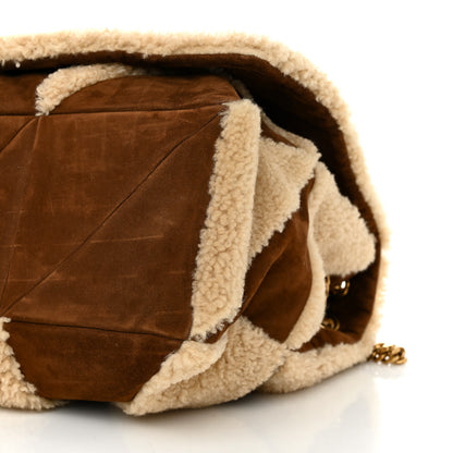 Saint Laurent Suede Shearling Patchwork Monogram Giant Jamie Brown Beige 12 of 12