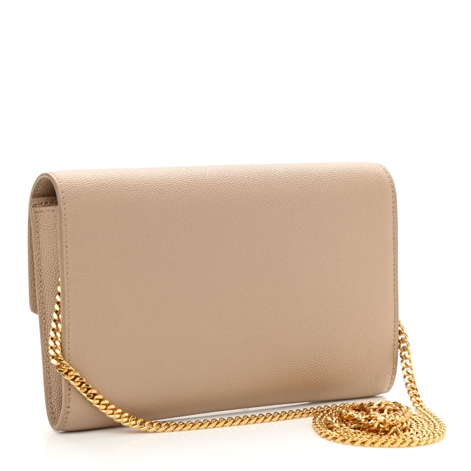 Saint Laurent Grain De Poudre Monogram Uptown Chain Wallet Dark Beige 4 of 9