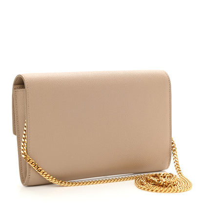 Saint Laurent Grain De Poudre Monogram Uptown Chain Wallet Dark Beige 4 of 9
