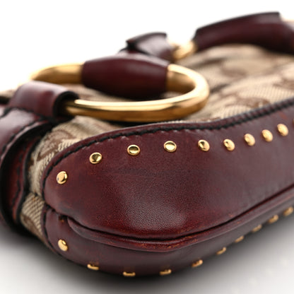 Gucci Monogram Studded Small Horsebit Clutch Bordeaux 9 of 10