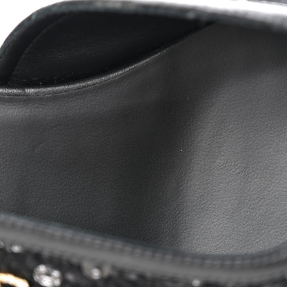Chanel Glittered Wool Tweed Patent Calfskin Cap Toe CC Slingback Flats 37.5 Black 10 of 11