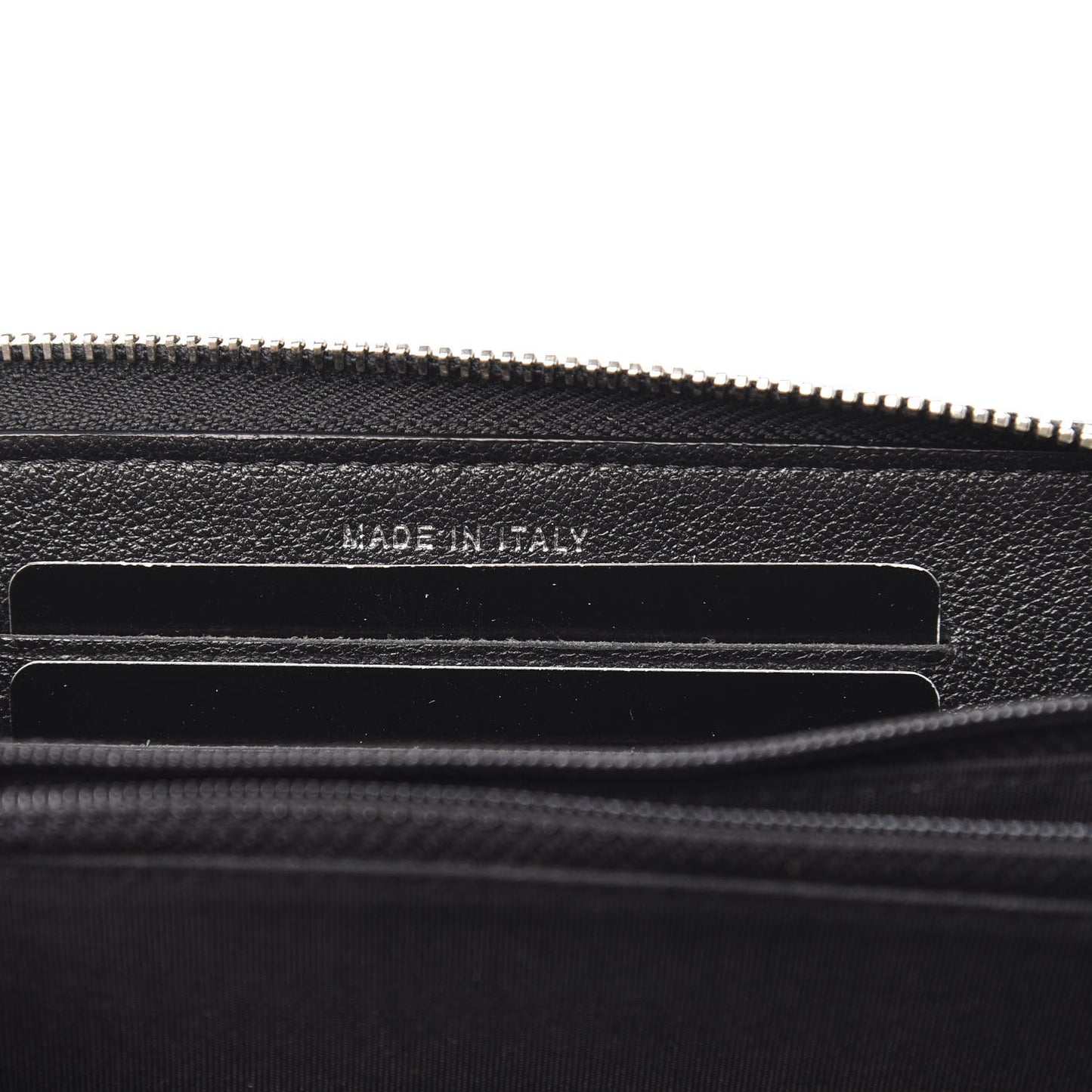 Calfskin Quilted Small Diamond CC Zip Around Wallet Black