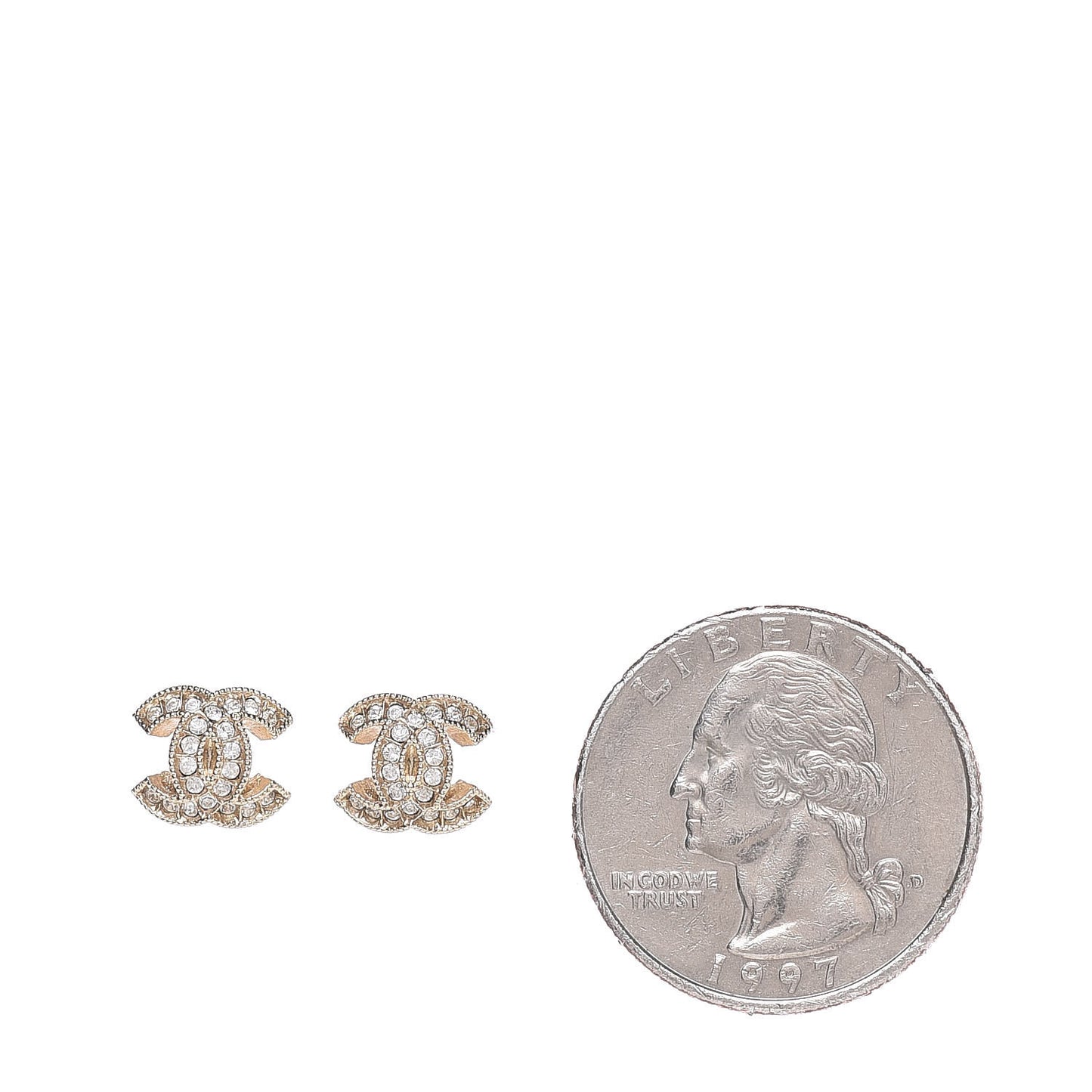 Crystal CC Earrings Light Gold