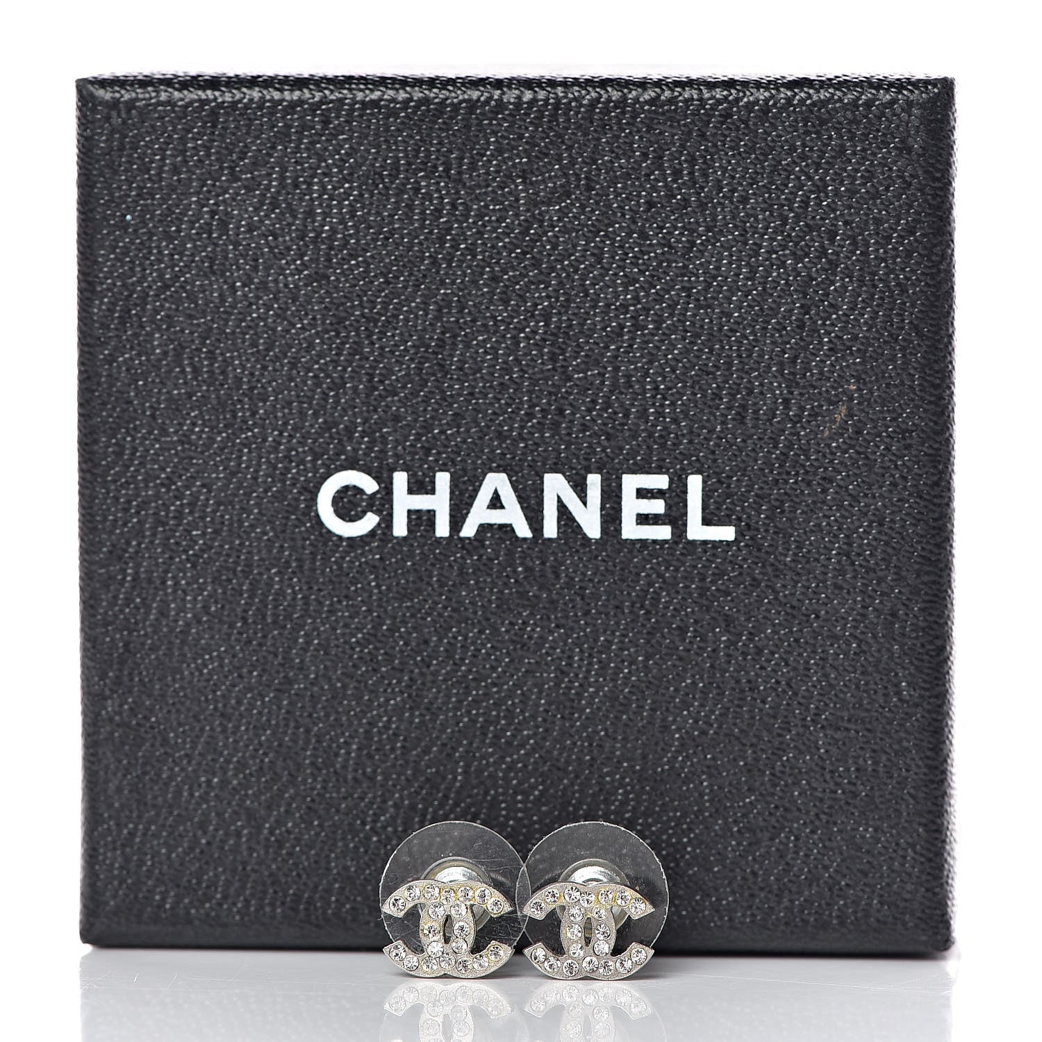 Chanel Crystal Mini Timeless CC Earrings Silver 4 of 4