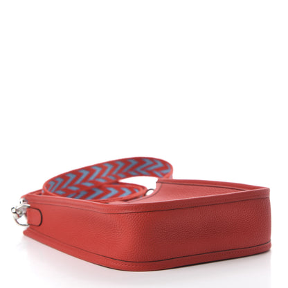 Hermes Taurillon Clemence Evelyne TPM Rouge De Coeur Bleu Du Nord 4 of 10