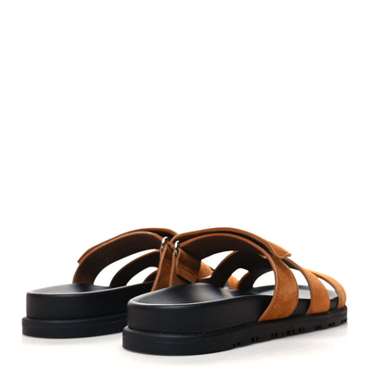 Hermes Suede Goatskin Womens Chypre Sandals 37 Naturel 4 of 8
