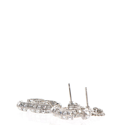 Chanel Baguette Crystal CC Drop Earrings Silver 3 of 5