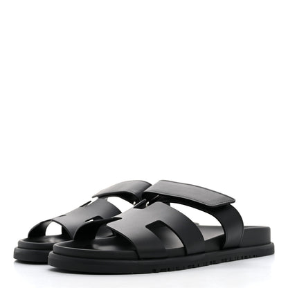 Hermes Calfskin Womens Chypre Sandals 39.5 Black 4 of 10