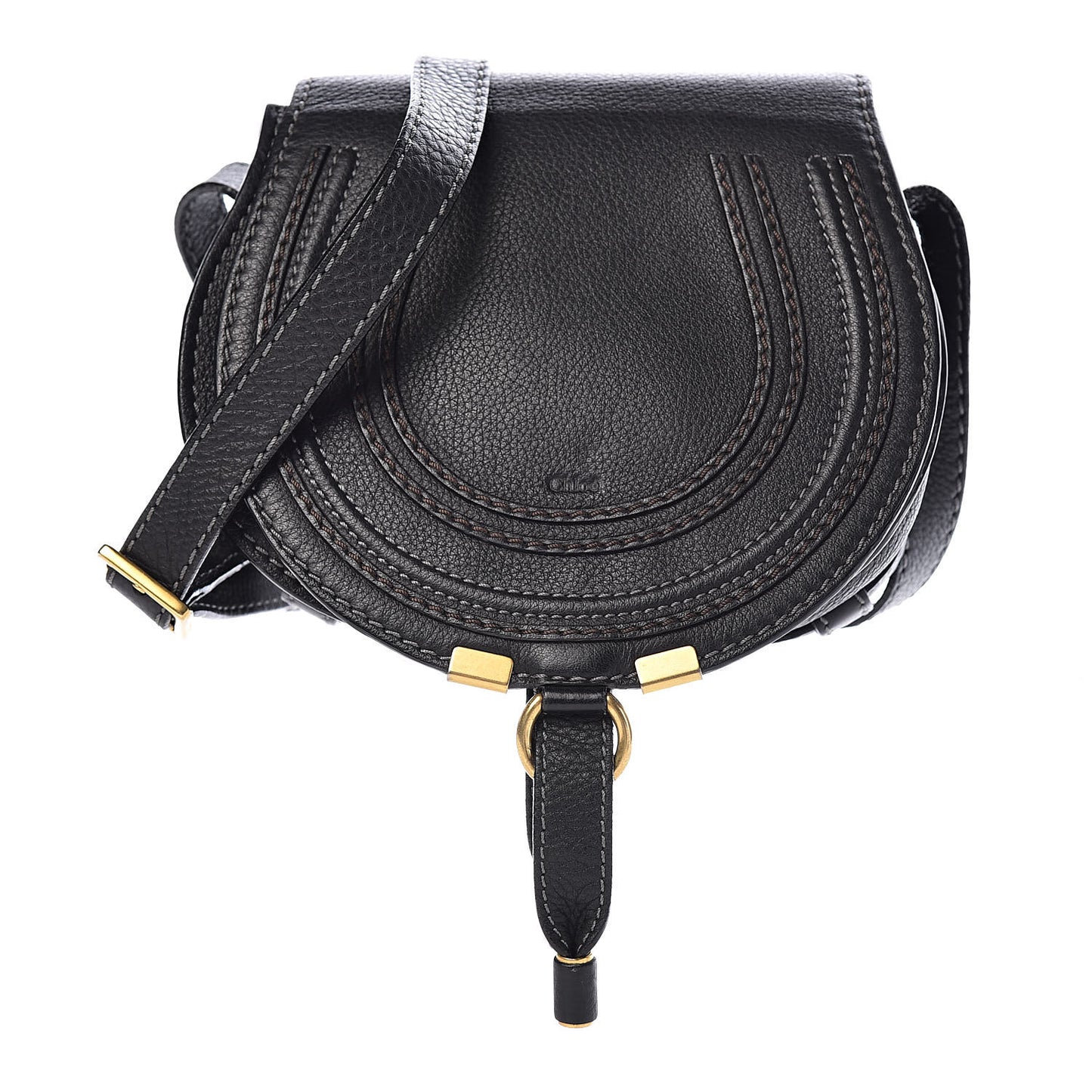 Calfskin Mini Marcie Round Crossbody Bag Black