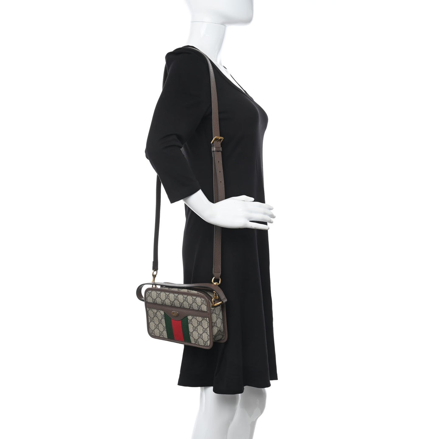 GG Supreme Monogram Web Ophidia Crossbody Bag Beige New Acero