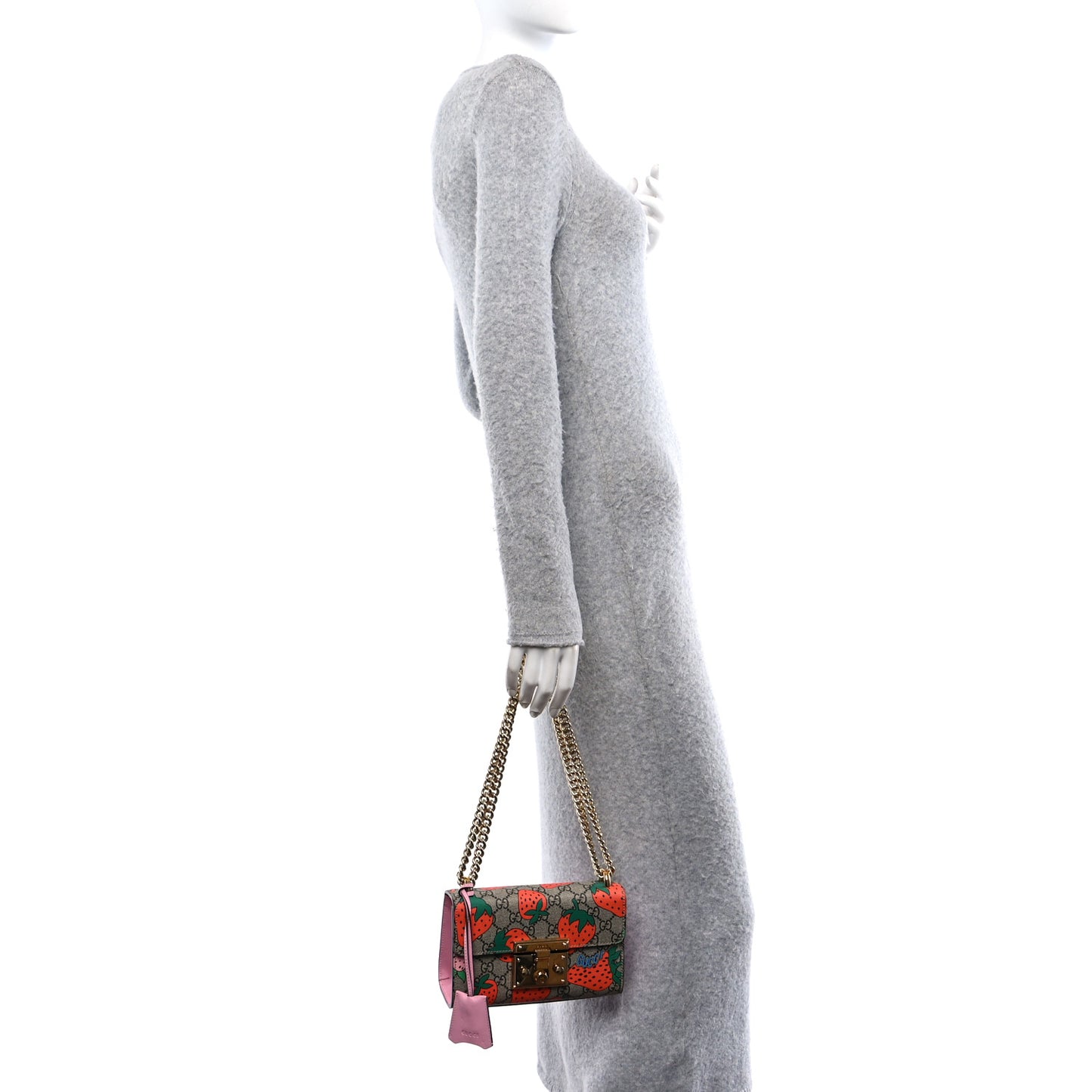 GG Supreme Monogram Strawberry Small Padlock Shoulder Bag