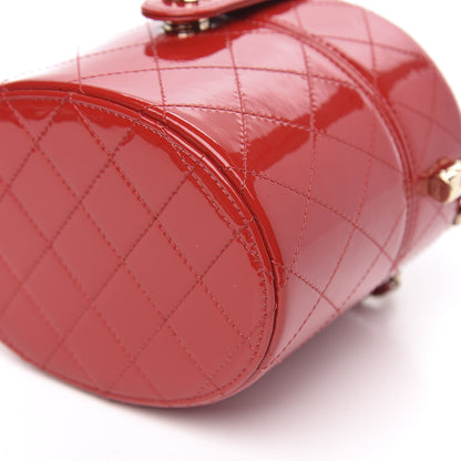 Chanel Patent Quilted Small Round Vanity With Chain Red 10 of 11
