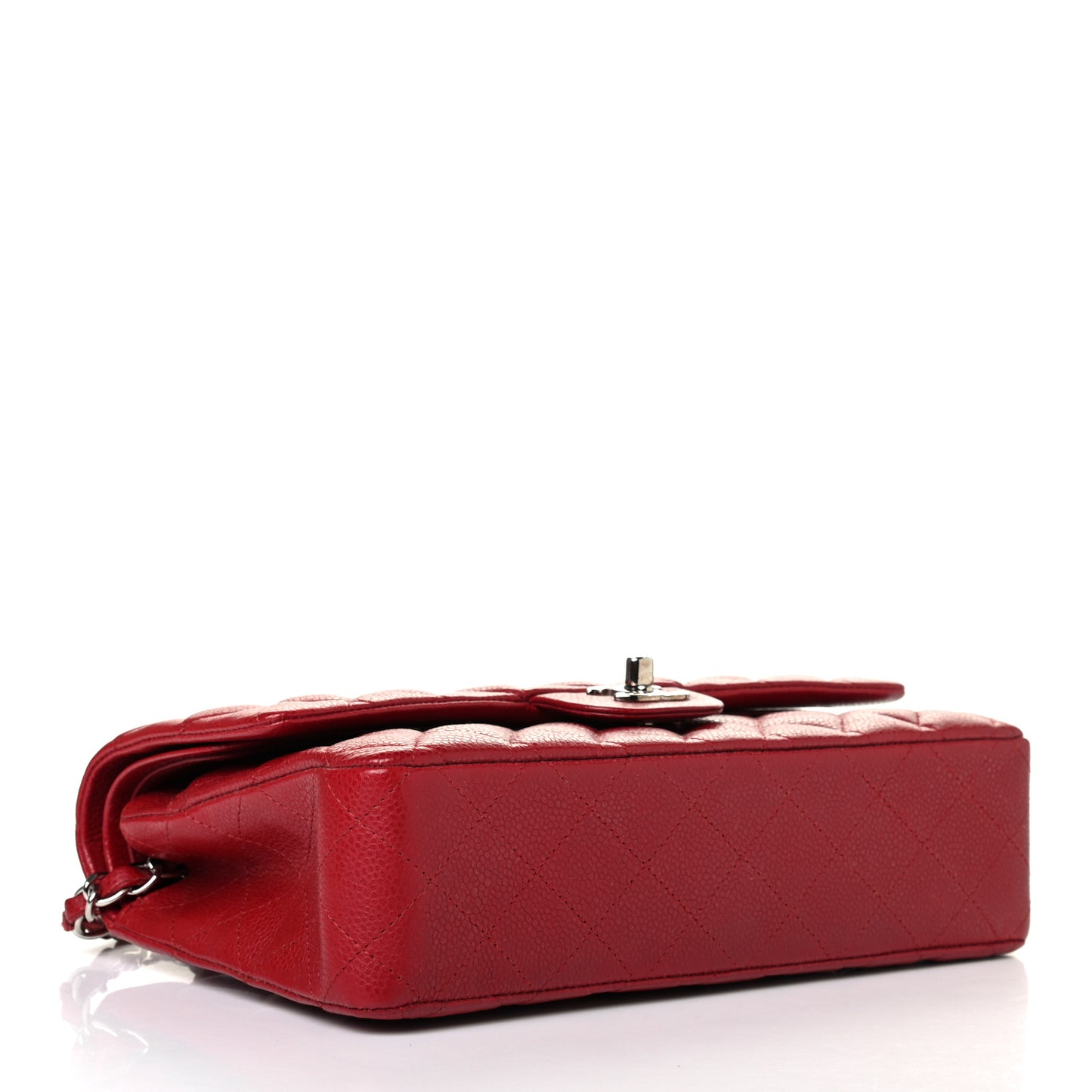 Caviar Quilted Medium Double Flap Red