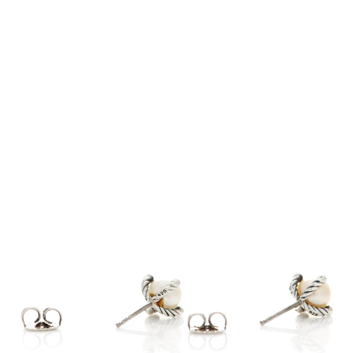 Sterling Silver Diamond Pearl 6-6.5mm Cable Stud Earrings