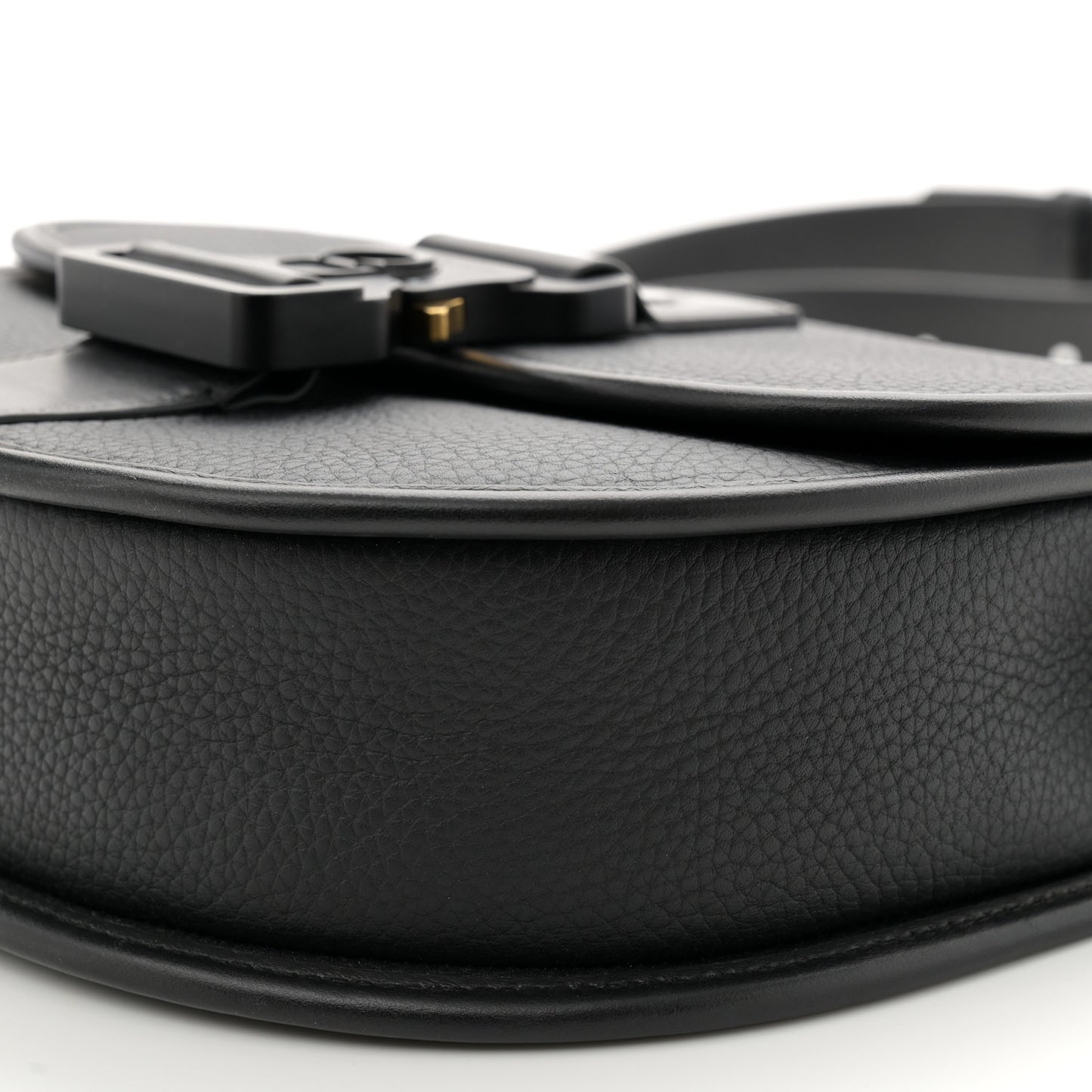 Grained Calfskin Gallop Bag With Strap Black