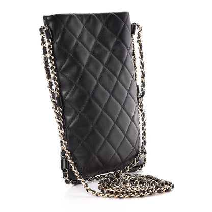 Chanel Lambskin Quilted Chain Around Phone Holder Black 3 of 11