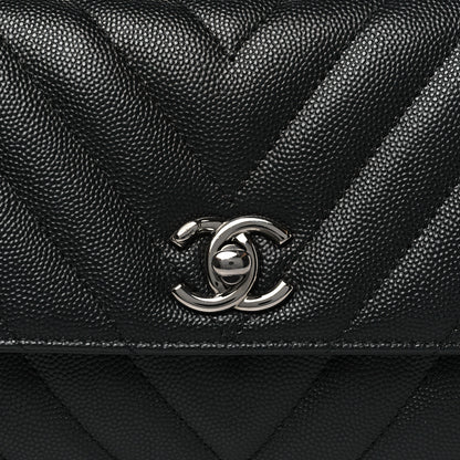 Chanel Caviar Chevron Quilted Mini Coco Handle Flap Black 8 of 10