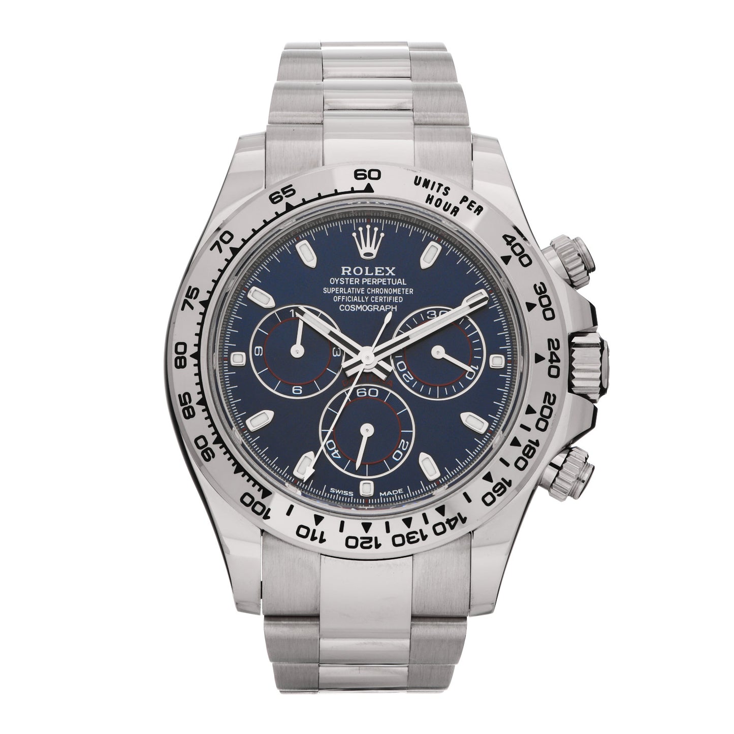 18K White Gold 40mm Oyster Perpetual Cosmograph Daytona Watch Bright Blue 116509