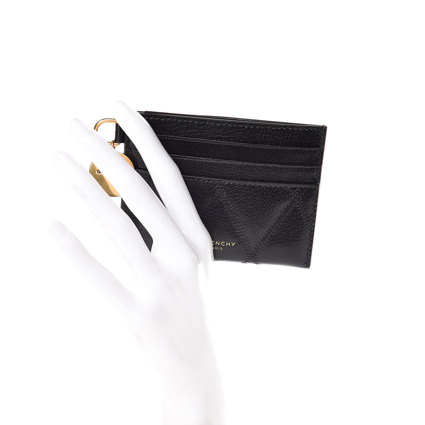 Goatskin Diamond Quilted GV3 Card Holder Black