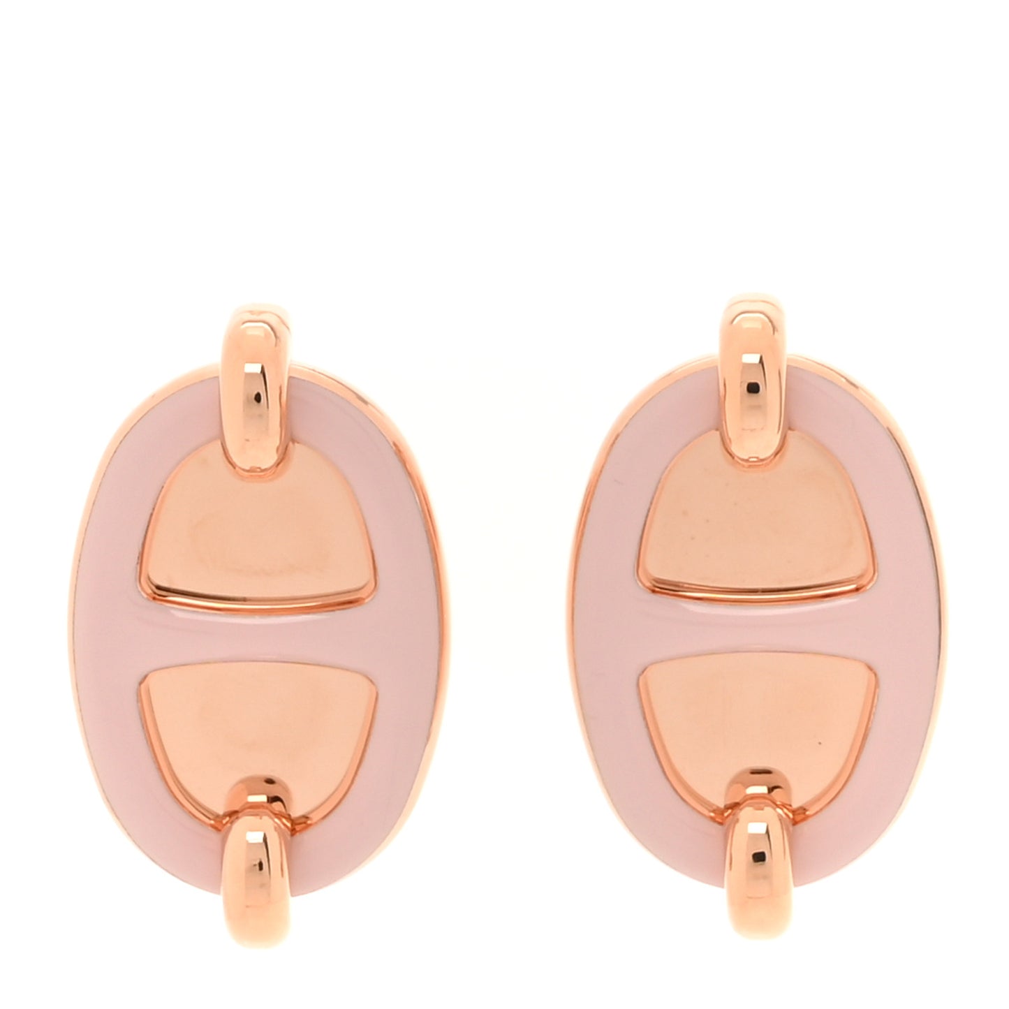 Enamel Mini Maillon Earrings Rose Candeur