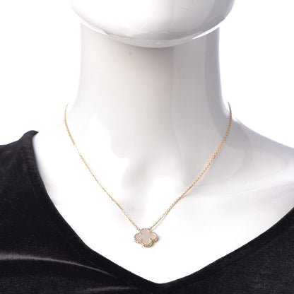 Van Cleef & Arpels 18K Yellow Gold Mother of Pearl Vintage Alhambra Pendant Necklace 2 of 7