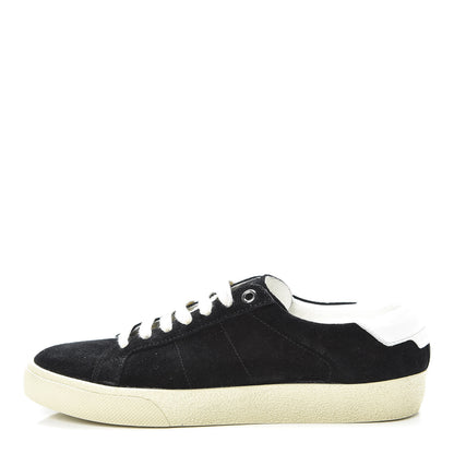 Saint Laurent Distressed Suede Womens Court Classic Sneakers 36 Black 1 of 9