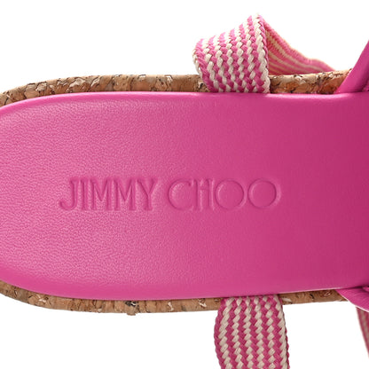 Jimmy Choo Raffia Embroidered Gal 130 Wedge Sandals 40 Fuchsia 6 of 7