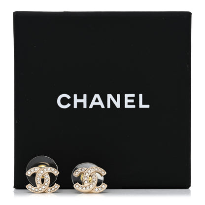 Chanel Metal Crystal CC Earrings Gold 5 of 5