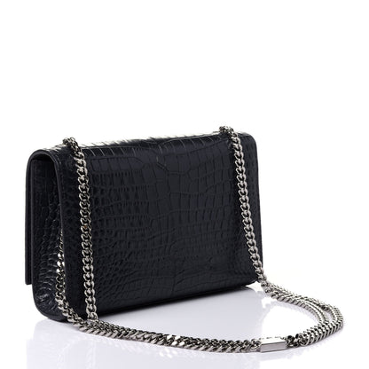 Saint Laurent Calfskin Crocodile Embossed Small Classic Monogram Kate Tassel Satchel Smog 2 of 4