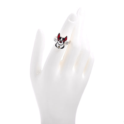 Gucci Sterling Silver Enamel Orso Ring 53 6.5 2 of 5