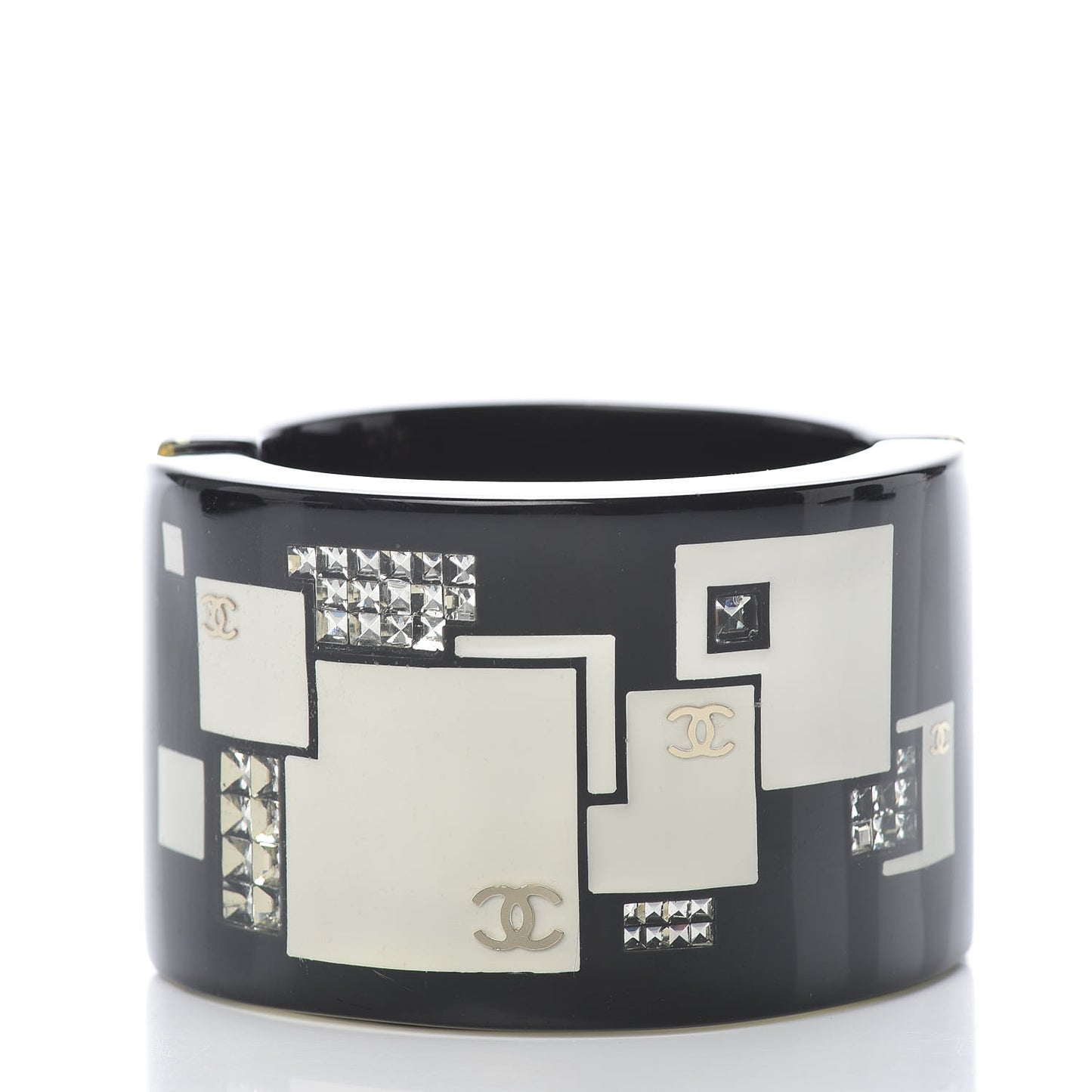 Resin Crystal Squares CC Cuff Black