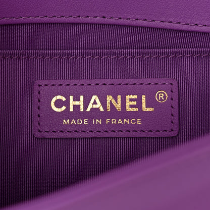 Chanel Lambskin Chevron Quilted Medium Boy Flap Purple 6 of 11